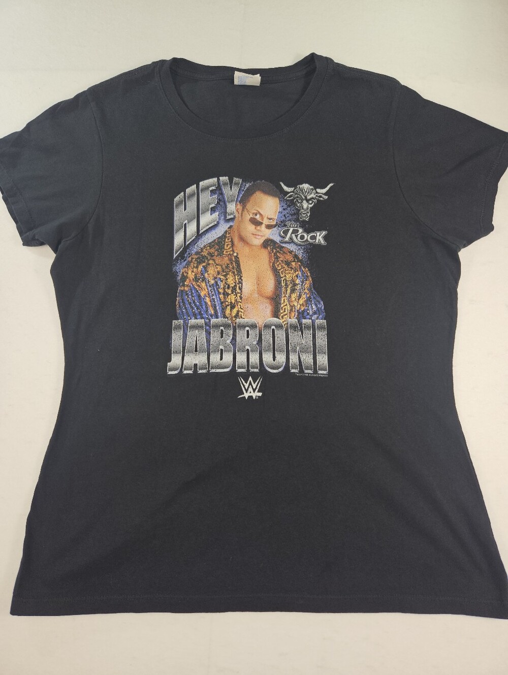 WWE Graphic The Rock Dwayne Johnson  'Hey Jabroni' Black Women's Tee Size Large